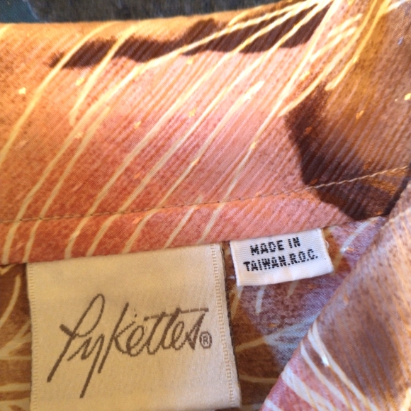 Pykettes Pink and Brown Button Down Blouse with Fabric Tie - Picture 6 of 6